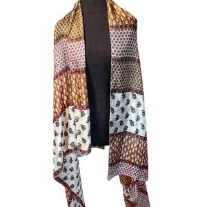 NWT Aphorism Multicolored India Print Silk Scarf Wrap 41” X 67” New